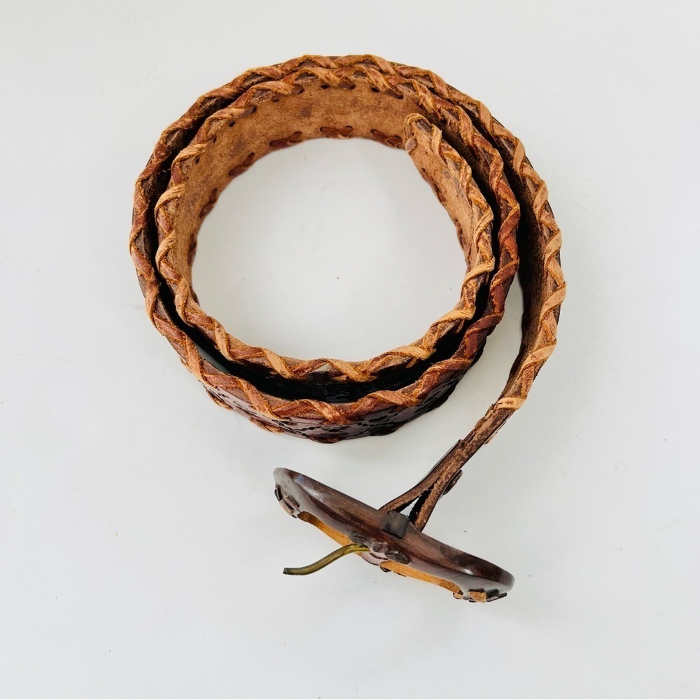 Hand made in Mexico embossed leather belt - Picture 2 of 7